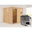 Elementsauna 'Alesia' naturbelassen mit Kranz und graphitfarbener Tür 9 kW Bio-Ofen externe Steuerung Easy 210 x 210 x 202 cm