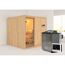 Elementsauna 'Alesia' naturbelassen mit Klarglastür 9 kW Bio-Ofen externe Steuerung easy 196 x 196 x 198 cm
