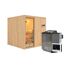 Elementsauna 'Alesia' naturbelassen mit Klarglastür 9 kW Bio-Ofen externe Steuerung easy 196 x 196 x 198 cm