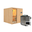 Elementsauna 'Alesia' naturbelassen mit Klarglastür 9 kW Bio-Ofen externe Steuerung easy 196 x 196 x 198 cm