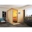 Sauna aus hellem Holz in einem Badezimmer