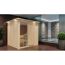 Elementsauna 'Alesia' naturbelassen mit Kranz und Klarglastür 9 kW Bio-Ofen externe Steuerung easy 210 x 210 x 202 cm