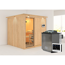 Elementsauna 'Alesia' naturbelassen mit Kranz und Klarglastür 9 kW Bio-Ofen externe Steuerung easy 210 x 210 x 202 cm