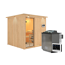 Elementsauna 'Alesia' naturbelassen mit Kranz und Klarglastür 9 kW Bio-Ofen externe Steuerung easy 210 x 210 x 202 cm