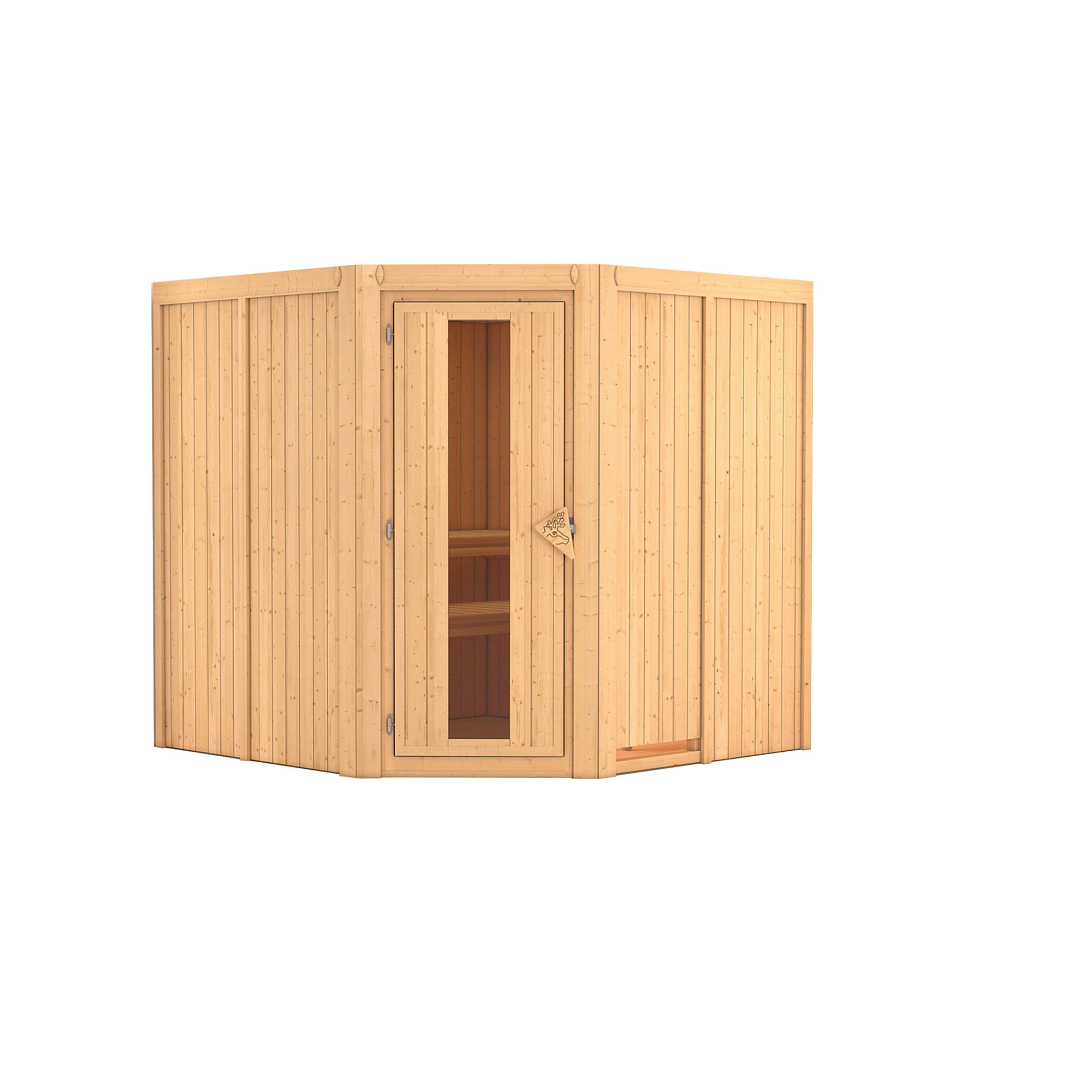 Elementsauna 'Alicia' naturbelassen mit Energiespartür 196 x 196 x 198 cm