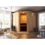 Ecksauna aus Holz in einem Badezimmer