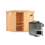 Elementsauna 'Alicia' naturbelassen mit Kranz 9 kW Bio-Ofen externe Steuerung Easy 210 x 210 x 202 cm