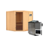 Elementsauna 'Alicia' naturbelassen mit graphitfarbener Tür 9 kW Bio-Ofen externe Steuerung Easy 196 x 196 x 198 cm