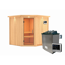 Elementsauna 'Alicia' naturbelassen mit Kranz und Klarglastür 9 kW Ofen externe Steuerung easy 210 x 210 x 202 cm