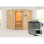 Elementsauna 'Alicia' naturbelassen mit Kranz und Klarglastür 9 kW Bio-Ofen externe Steuerung easy 210 x 210 x 202 cm