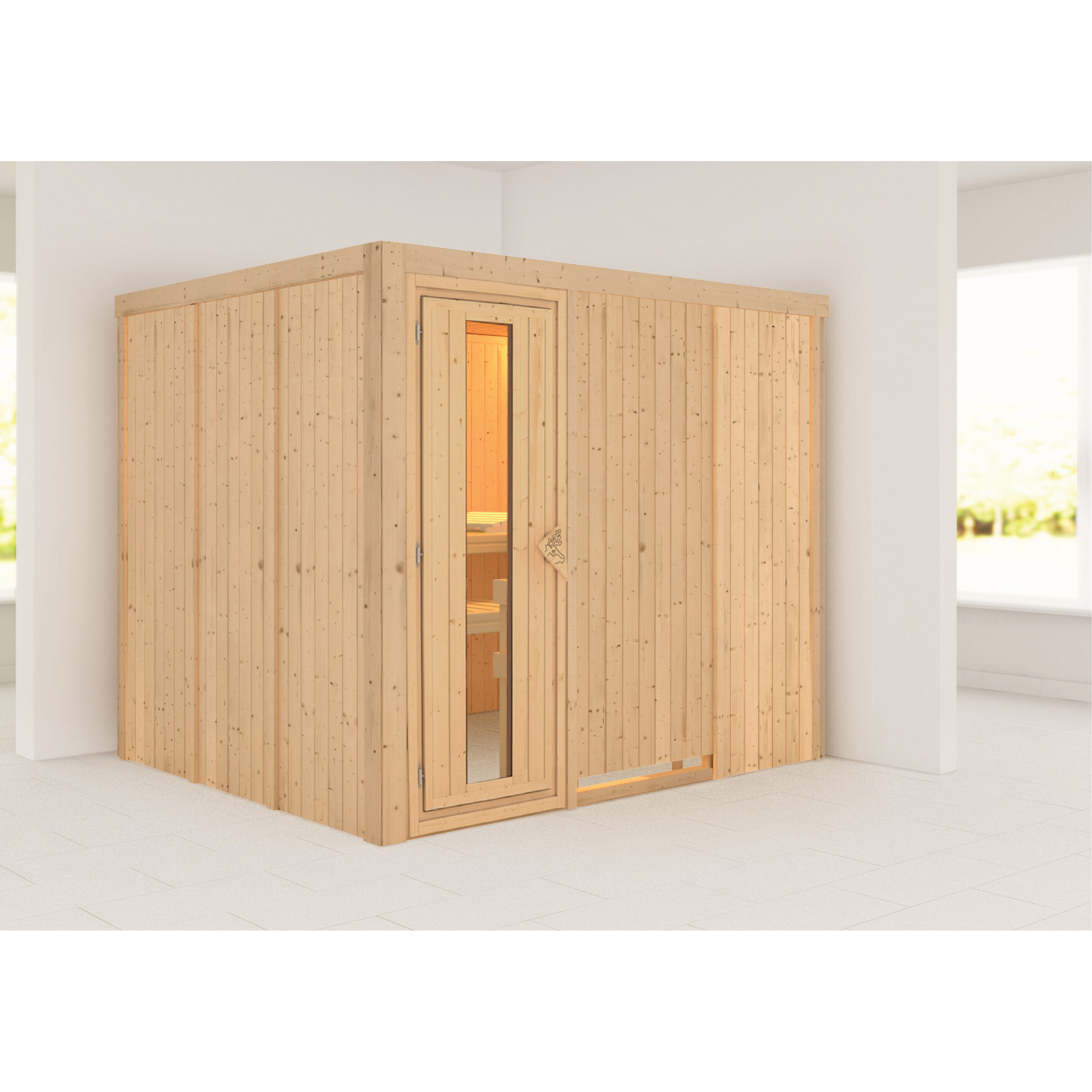 Elementsauna 'Alisa' naturbelassen mit Energiespartür 231 x 196 x 198 cm