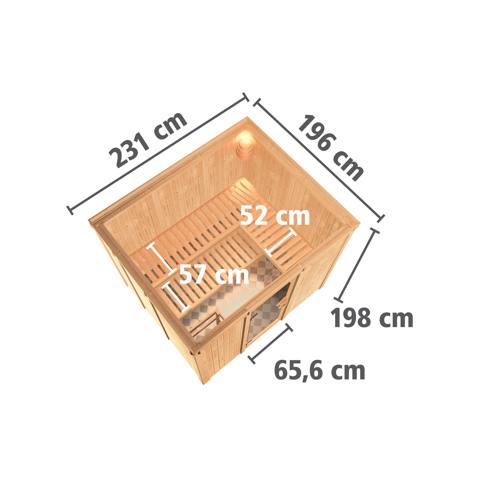 Elementsauna 'Alisa' naturbelassen mit Energiespartür 231 x 196 x 198 cm