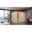 Sauna aus hellem Holz in einem modernen Badezimmer