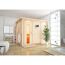 Elementsauna 'Alisa' naturbelassen mit Kranz und Energiespartür 9 kW Bio-Ofen externe Steuerung Easy 245 x 210 x 202 cm