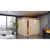 Elementsauna 'Alisa' naturbelassen mit Kranz und Energiespartür 9 kW Bio-Ofen externe Steuerung Easy 245 x 210 x 202 cm