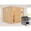 Elementsauna 'Alisa' naturbelassen mit Kranz und Energiespartür 9 kW Bio-Ofen externe Steuerung Easy 245 x 210 x 202 cm