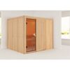 Sauna Alisa aus hellem Holz mit Glastür