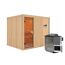 Elementsauna 'Alisa' naturbelassen 9 kW Bio-Ofen Edelstahl externe Steuerung Easy 231 x 196 x 198 cm
