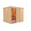 Sauna Alisa Front aus Holz mit Beleuchtung