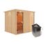 Sauna aus Holz mit Saunaofen