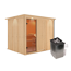 Sauna aus Holz mit Saunaofen