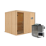 Elementsauna 'Alisa' naturbelassen mit graphitfarbener Tür 9 kW Bio-Ofen externe Steuerung Easy 231 x 196 x 198 cm