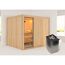 Elementsauna 'Alisa' naturbelassen mit Klarglastür 9 kW Ofen integrierte Steuerung 231 x 196 x 198 cm