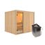 Elementsauna 'Alisa' naturbelassen mit Klarglastür 9 kW Ofen integrierte Steuerung 231 x 196 x 198 cm
