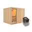 Elementsauna 'Alisa' naturbelassen mit Klarglastür 9 kW Ofen integrierte Steuerung 231 x 196 x 198 cm