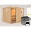 Elementsauna 'Alisa' naturbelassen mit Kranz und Klarglastür 9 kW Bio-Ofen externe Steuerung easy 245 x 210 x 202 cm