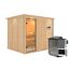 Elementsauna 'Alisa' naturbelassen mit Kranz und Klarglastür 9 kW Bio-Ofen externe Steuerung easy 245 x 210 x 202 cm