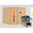 Elementsauna 'Alma' naturbelassen mit Energiespartür Tür 9 kW Ofen externe Steuerung Easy 231 x 196 x 198 cm