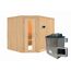 Elementsauna 'Alma' naturbelassen mit Energiespartür Tür 9 kW Ofen externe Steuerung Easy 231 x 196 x 198 cm