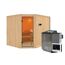 Elementsauna 'Alma' naturbelassen 9 kW Bio-Ofen Edelstahl externe Steuerung Easy 231 x 196 x 198 cm