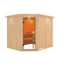 Elementsauna 'Alma' naturbelassen mit Kranz und bronzierter Tür 245 x 210 x 202 cm