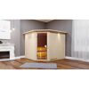 Elementsauna 'Alma' naturbelassen mit Kranz 9 kW Ofen integrierte Steuerung 245 x 210 x 202 cm