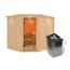 Elementsauna 'Alma' naturbelassen mit Kranz 9 kW Ofen integrierte Steuerung 245 x 210 x 202 cm