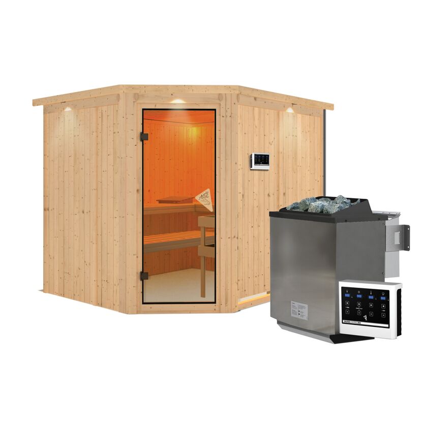 Außensauna Alma Eck9KW exst.BIOmK natur