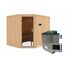 Eck-Sauna aus Holz mit Saunaofen