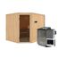 Elementsauna 'Alma' naturbelassen mit graphitfarbener Tür 9 kW Bio-Ofen externe Steuerung Easy 231 x 196 x 198 cm