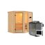 Elementsauna 'Almara 1' naturbelassen mit bronzierter Tür 9 kW Bio-Ofen Edelstahl externe Steuerung Easy 196 x 151 x 198 cm