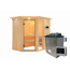 Elementsauna 'Almara 1' naturbelassen mit Kranz und bronzierter Tür 9 kW Ofen Edelstahl externe Steuerung Easy 210 x 165 x 202 cm