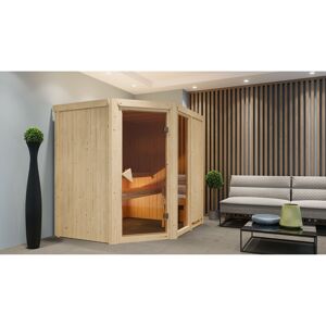 Elementsauna 'Almara 2' naturbelassen mit bronzierter Tür 9 kW Ofen Edelstahl externe Steuerung Easy 196 x 170 x 198 cm