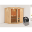 Elementsauna 'Almara 2' naturbelassen mit Kranz und bronzierter Tür 9 kW Ofen integrierte Steuerung 210 x 184 x 202 cm