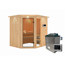 Elementsauna 'Almara 2' naturbelassen mit Kranz und bronzierter Tür 9 kW Ofen Edelstahl externe Steuerung Easy 210 x 184 x 202 cm