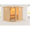 Elementsauna 'Almara 3' naturbelassen mit Kranz und bronzierter Tür 245 x 210 x 202 cm