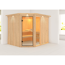 Elementsauna 'Almara 3' naturbelassen mit Kranz und bronzierter Tür 245 x 210 x 202 cm