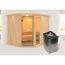 Elementsauna 'Almara 3' naturbelassen mit Kranz und bronzierter Tür 9 kW Ofen integrierte Steuerung 245 x 210 x 202 cm
