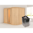 Elementsauna 'Amira 4' naturbelassen mit Energiespartür 9 kW Ofen integrierte Steuerung 231 x 170 x 198 cm