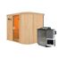 Elementsauna 'Amira 4' naturbelassen mit bronzierter Tür 9 kW Bio-Ofen externe Steuerung Easy 231 x 170 x 198 cm